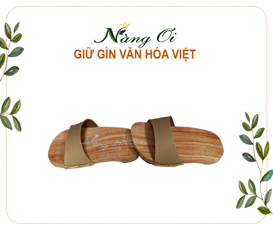 guốc gỗ nam nữ màu kem sẫm màu dễ phối đồ